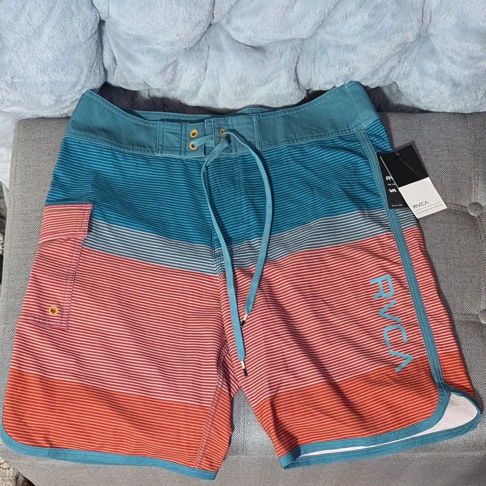 RVCA Men's 31 Colorblock Commander Trunk Board Shorts Swim‎ Unlined